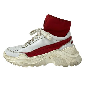 【中古】Joshua SANDERS(ジョシュア サンダース) スニーカー ハイカット/ソックスハイトップ/サイズ：36 白×レッド レザー