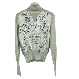 【中古】HERMES(エルメス) 長袖セーター 40/シルク×カシミヤ/LART DECRIRE（ラル ドクリール） ベージュ×グレー