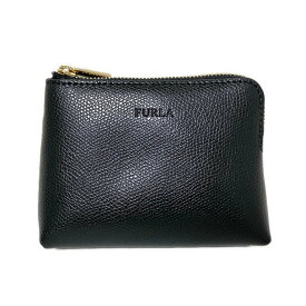 【中古】FURLA(フルラ) ポーチ スクエア 黒 レザー