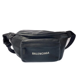 【新着】【中古】BALENCIAGA(バレンシアガ) エブリデイ ロゴ ベルトパック ウエストポーチ 黒 レザー