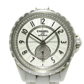 【中古】CHANEL(シャネル) J12 腕時計 ホワイトセラミック/ダイヤインナーベゼル/パヴェダイヤ 白