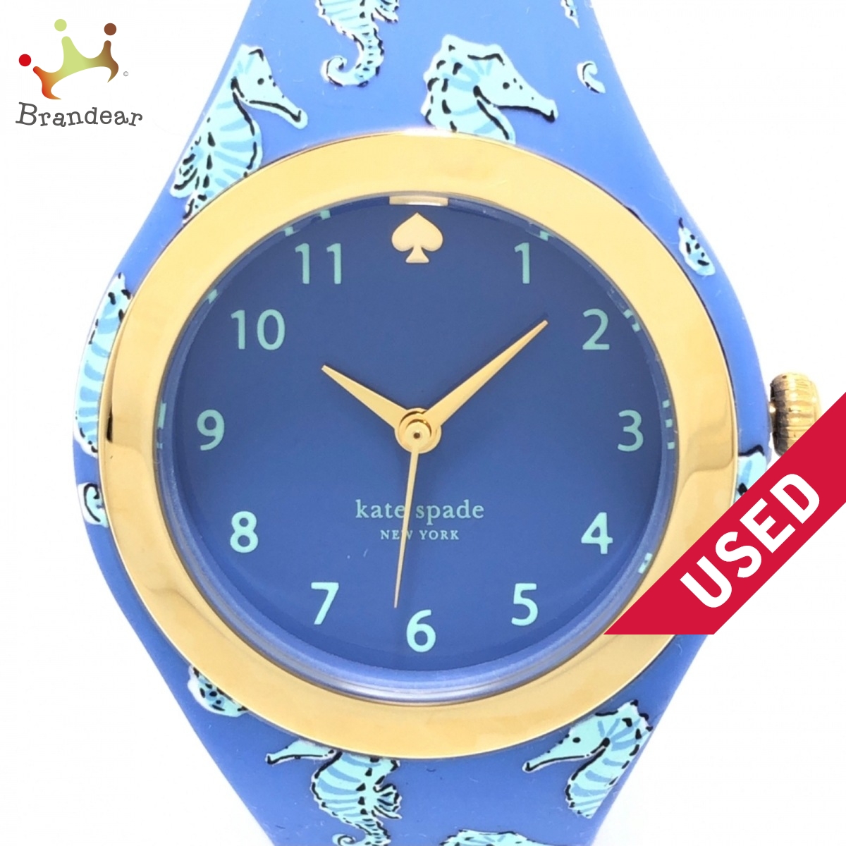 国内外の人気 Kate spade ケイトスペード 腕時計 ラバーベルト ブルー