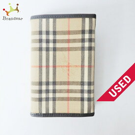 【新着】【中古】Burberry's(バーバリーズ) 手帳 チェック柄/ミニ ベージュ×黒×マルチ ジャガード×レザー