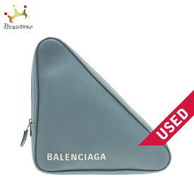 【中古】BALENCIAGA(バレンシアガ) トライアングルM クラッチバッグ ライトブルー レザー