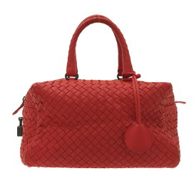 【中古】BOTTEGA VENETA(ボッテガヴェネタ) ミニトップハンドルバッグ ハンドバッグ レッド レザー