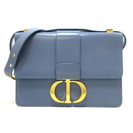 【中古】DIOR/ChristianDior(ディオール/クリスチャンディオール) 30モンテーニュフラップバッグ ショルダーバッグ ゴールド金具 ブルーグレー ボックスカーフスキン