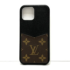 【新着】【中古】LOUIS VUITTON(ルイヴィトン) IPHONEバンパー12/12PRO 携帯電話ケース ノワール モノグラム・キャンバス、カーフレザー（皮革の種類：牛革）