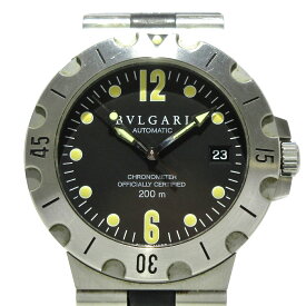 【新着】【中古】BVLGARI(ブルガリ) ディアゴノスクーバ 腕時計 SS/ラバーベルト 黒