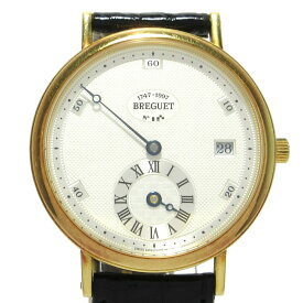 【中古】BREGUET(ブレゲ) クラシック レギュレーター 腕時計 K18YG/革ベルト/300本限定/250周年記念/ベルト穴追加あり/要OH シルバー