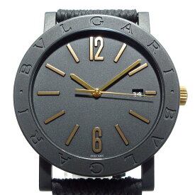 【中古】BVLGARI(ブルガリ) ブルガリブルガリ 腕時計 SS/ラバーベルト/DLC（ダイヤモンドライクカーボン）/裏スケ/ブロンズ製ハンドアプライドインデックス 黒