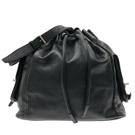 【新着】【中古】SAINT LAURENT PARIS(サンローランパリ) ショルダーバッグ 巾着型 黒 レザー