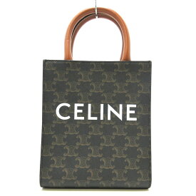 【新着】【中古】CELINE(セリーヌ) ミニ バーティカルカバ トートバッグ タン(ダークブラウン×ブラウン) トリオンフキャンバス×カーフスキン