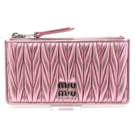 【新着】【中古】miumiu(ミュウミュウ) マテラッセ コインケース メタリックピンク レザー