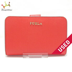 【新着】【中古】FURLA(フルラ) 2つ折り財布 L字ファスナー レッド レザー