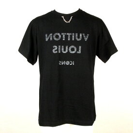 【新着】【中古】LOUIS VUITTON(ルイヴィトン) 半袖Tシャツ チェーン/反転ロゴ 黒×ライトグレー 綿、ポリウレタン
