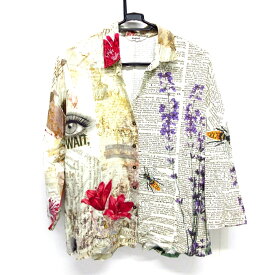 【中古】Desigual(デシグアル) 半袖シャツブラウス フラワー ベージュ×マルチ