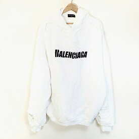 【新着】【中古】BALENCIAGA(バレンシアガ) パーカー 長袖/デストロイ加工/オーバーサイズ /プルオーバー 白