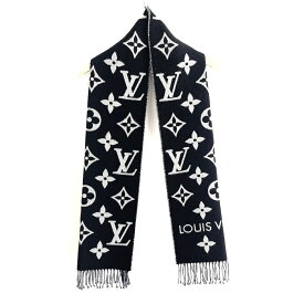 【新着】【中古】LOUIS VUITTON(ルイヴィトン) マフラー・LV エセンシャル マフラー 黒×ライトグレー ウール