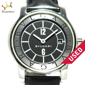 【新着】【中古】BVLGARI(ブルガリ) ソロテンポ 腕時計 革ベルト 黒×シルバー