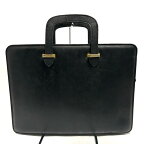 【新着】【中古】SalvatoreFerragamo(サルバトーレフェラガモ) ビジネスバッグ 黒×ゴールド レザー×金属素材