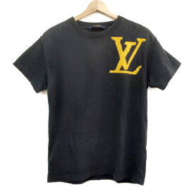 【新着】【中古】LOUIS VUITTON(ルイヴィトン) 半袖Tシャツ LVロゴブリックプリント/クルーネック/2019SS/サイズ:XXS/コットン100％ 黒×イエロー×ライトブラウン
