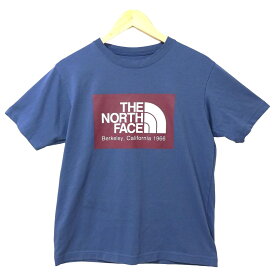 【新着】【中古】THE NORTH FACE(ノースフェイス) 半袖Tシャツ クルーネック ブルーグレー×ボルドー