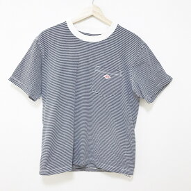 【新着】【中古】DANTON(ダントン) 半袖Tシャツ クルーネック/ボーダー ネイビー×白