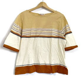 【中古】DAKS(ダックス) 半袖Tシャツ ベージュ×白×ブラウン