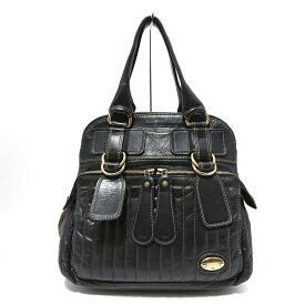 【新着】【中古】Chloe(クロエ) ハンドバッグ ファスナー 黒×ゴールド レザー