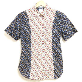【新着】【中古】PaulSmith(ポールスミス) 半袖シャツ 総柄 ネイビー×白×マルチ