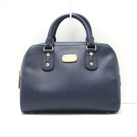 【中古】MICHAEL KORS(マイケルコース) ハンドバッグ ネイビー×ゴールド レザー