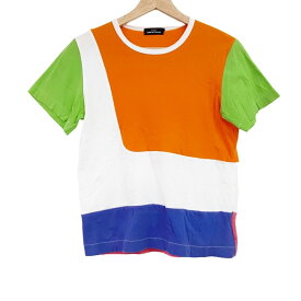 【新着】【中古】tricot COMMEdesGARCONS(トリココムデギャルソン) 半袖Tシャツ クルーネック オレンジ×白×マルチ