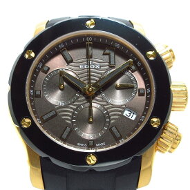 【中古】EDOX(エドックス) クロノオフショア1 腕時計 クロノグラフ/ラバーベルト ダークブラウン