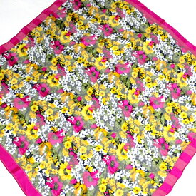 【中古】YvesSaintLaurent(イヴサンローラン) スカーフ 花柄 ピンク×イエロー×マルチ