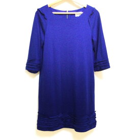 【中古】LANVIN en Bleu(ランバンオンブルー) ワンピース 七分袖/ひざ丈 ネイビー