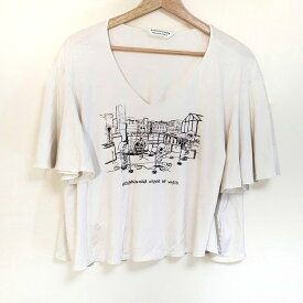 【中古】beautifulpeople(ビューティフルピープル) 半袖Tシャツ クルーネック/ショート丈 アイボリー×ダークブラウン