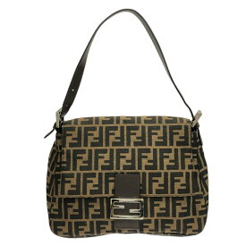 【新着】【中古】FENDI(フェンディ) ズッカ柄/マンマバケット ショルダーバッグ ライトブラウン×ダークブラウン ジャガード×レザー