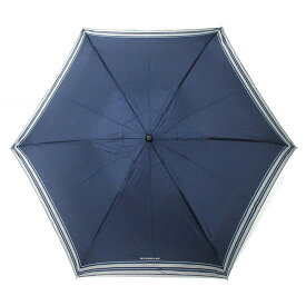 【中古】Burberry(バーバリー) 日傘 折りたたみ日傘/ボーダー ダークネイビー×シルバー×ライトブルー 化学繊維