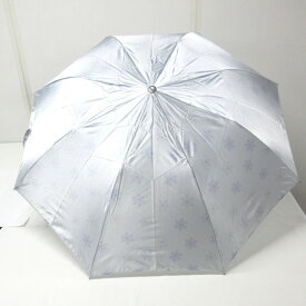 【中古】FURLA(フルラ) 折りたたみ傘 花柄 ライトブルー×ライトパープル 化学繊維