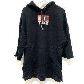 【中古】DIESEL(ディーゼル) パーカー 長袖 黒×レッド×白