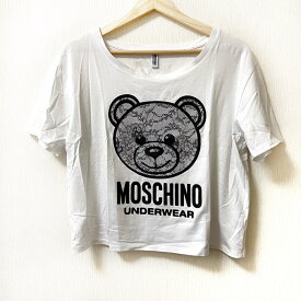 【中古】MOSCHINO(モスキーノ) 半袖Tシャツ クルーネック/レース/クマ 白×黒