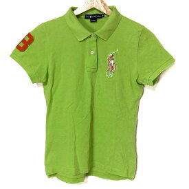 【中古】POLObyRalphLauren(ポロラルフローレン) ビッグポニー 半袖ポロシャツ ライトグリーン×ブラウン×マルチ