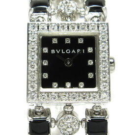 【中古】BVLGARI(ブルガリ) ルチア 腕時計 金無垢/K18WG×オニキス/ブレスウォッチ/12Pダイヤインデックス/ダイヤベゼル・ベルト 黒