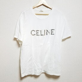 【中古】CELINE(セリーヌ) 半袖Tシャツ スタッズ/2022SS 白×シルバー 綿