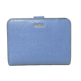 【中古】FURLA(フルラ) 2つ折り財布 L字ファスナー ブルー レザー