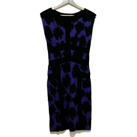 【中古】DIANE VON FURSTENBERG(DVF)(ダイアン・フォン・ファステンバーグ) ワンピース ノースリーブ/ロング 黒×パープル