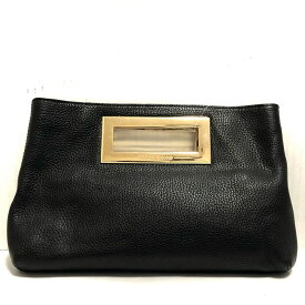 【新着】【中古】MICHAEL KORS(マイケルコース) クラッチバッグ カード入れ付き 黒 レザー