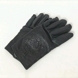 【中古】DOLCE&GABBANA(ドルチェアンドガッバーナ) 手袋 型押し加工 黒 レザー