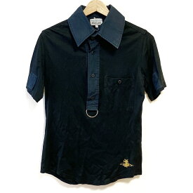 【中古】Vivienne Westwood MAN(ヴィヴィアンウエストウッドマン) 半袖ポロシャツ 黒×ダークネイビー 綿