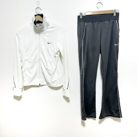 【新着】【中古】NIKE(ナイキ) レディースパンツセットアップ ウエストゴム/ジップアップ 白×グレー